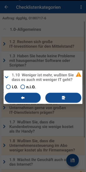 Quality-Check.App Vordefinierte Checklisten zum Objekt ausfüllen
