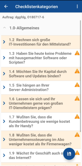 Quality-Check.App Vordefinierte Checklisten / Kontrolllisten zum Objekt zu Dienstleistungen ausfüllen